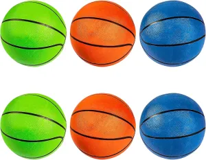Vibrant Assorted Color Neon Inflatable Rubber Basketballs - 9.5" (Pack of 6) - Fun Playground Supplies, Perfect for Games and Recreation