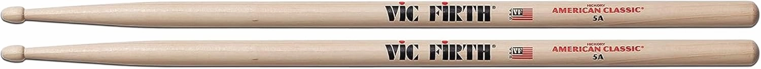 Vic Firth American Classic 5A Wood-Tipped Drumsticks - 6 Pack with Austin Bazaar Polishing Cloth