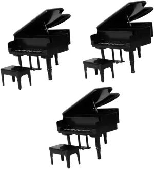 VICASKY 3 Sets Miniature House Furniture Set Vintage Piano Chair Dollhouse Decor Elements Child Piano Model