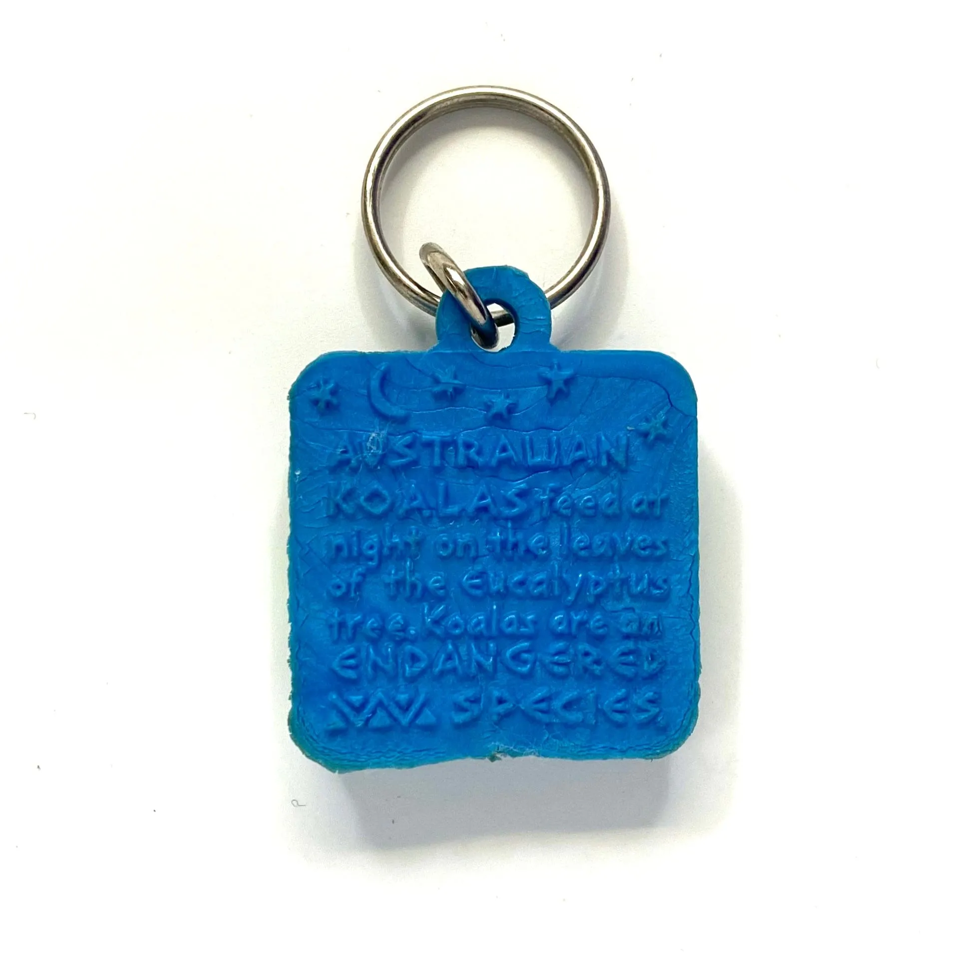 Vintage San Diego, California Zoo Wild Animal Park Australian Koalas Souvenir Keychain Key Ring Rubber Square Blue/Green