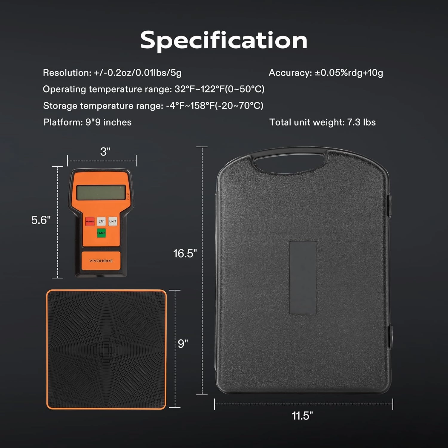 VIVOHOME 220 LBS High Precision Electronic Digital Refrigerant Charging Weight Scale with Case for HVAC A/C, Orange