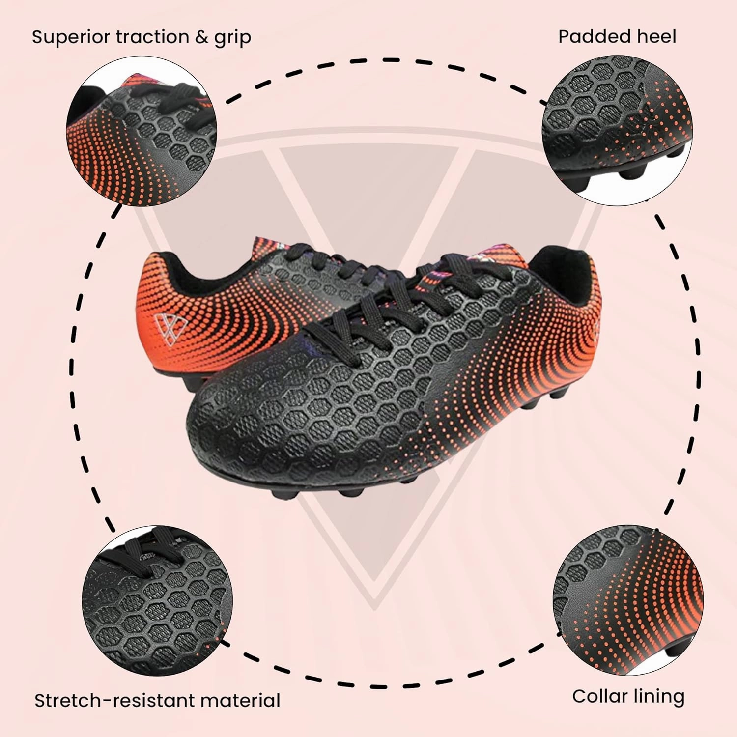 Vizari USA Stealth Boys Girls Soccer Cleats | Youth Firm Ground Athletic Outdoor Football Shoes for Toddler, Little Kid, Big Kid | Lightweight & Durable