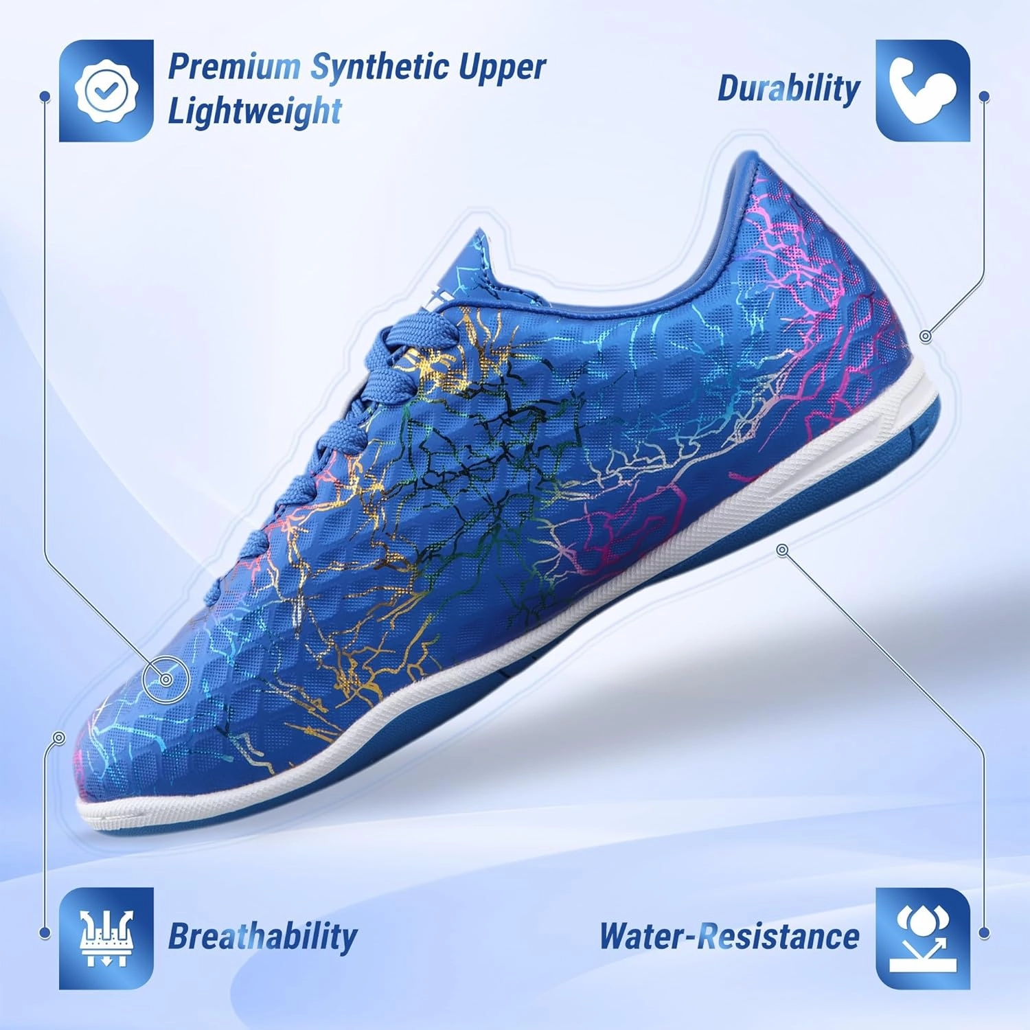 Vizari Zodiac Kids Indoor Soccer Shoes | Synthetic & Machine Washable Kids Soccer Cleats | Durable Football Shoes with Non-Marking Rubber Outsole for Maximum Traction for Boys and Girls