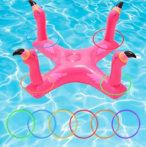 Voiiake Pool Floats Toys Games Set, Inflatable Cross Ring Toss Game Toy with 6pcs Rings for Kids Adults Family, Swimming Pool Water Game