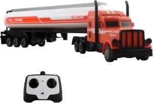 Vokodo RC Semi Truck and Trailer 18 Inch 2.4Ghz Fast Speed 1:16 Scale Rechargeable Battery Remote Control Tractor Tanker Hauler Car Big Rig 18 Wheeler Toy for 3 4 5 6 7 8 Year Boys Kids (Orange/White)