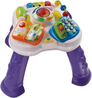 VTech Play & Learn Baby Activity Table, Educational Baby Musical Toy with Shape Sorting, Sound Toy for Babies & Toddlers 6 Months  Boys & Girls, Purple, Includes 2 AA Batteries, Removable Legs