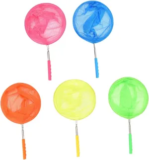 Wakauto 5pcs Telescopic Fishing and Butterfly Nets for Boy Girl Retractable Handle for Catching Fish and Bugs Outdoors Durable and Lightweight for Nature Exploration