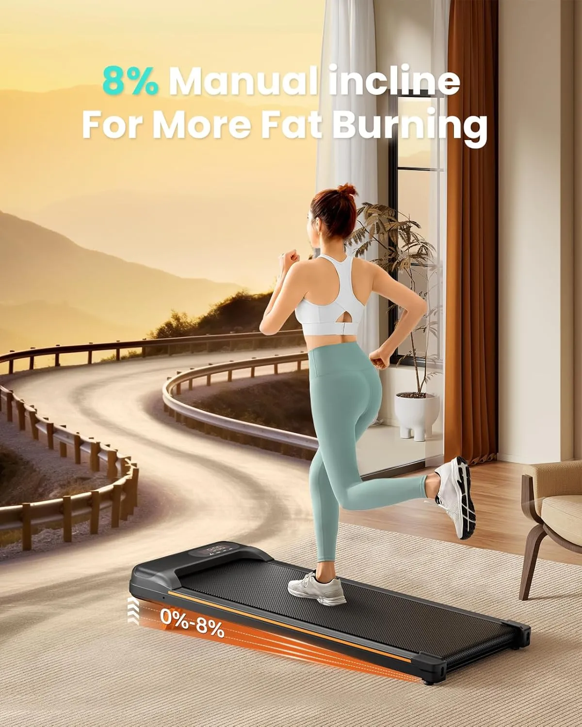Walking Pad, Under Desk Treadmill with Incline for Home Office 2.5HP Portable Walking Treadmill with 265 Lbs Weight Capacity Walking Machine, Remote Control, LED Display