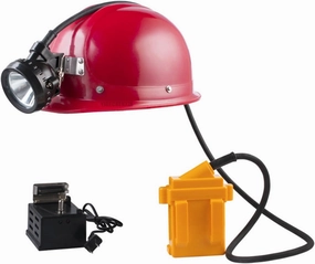 Waterproof LED Mining Cap Lamp, with Red Helmet Super Bright LED Miner Lamp Waterproof Lighting for 30 Hours High Lumen Rechargeable Mining Lamp