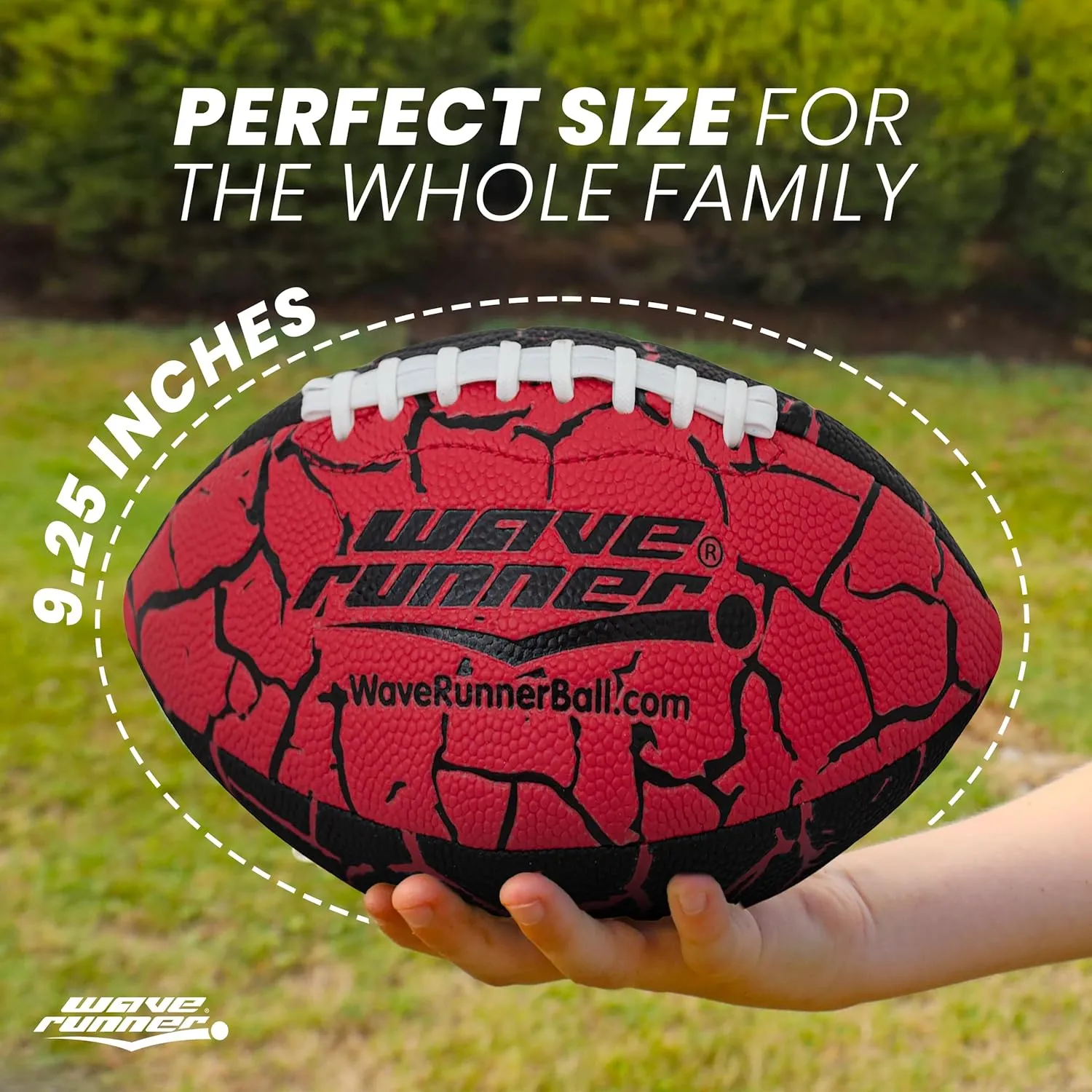 Wave Runner Grip It Waterproof Junior Size Football, 9.25 Size, Durable & Double Laced, Perfect for Beach Accessories, Kids Games, Pool Toys, Outdoor Games, All-Weather Indoor & Outdoor Play