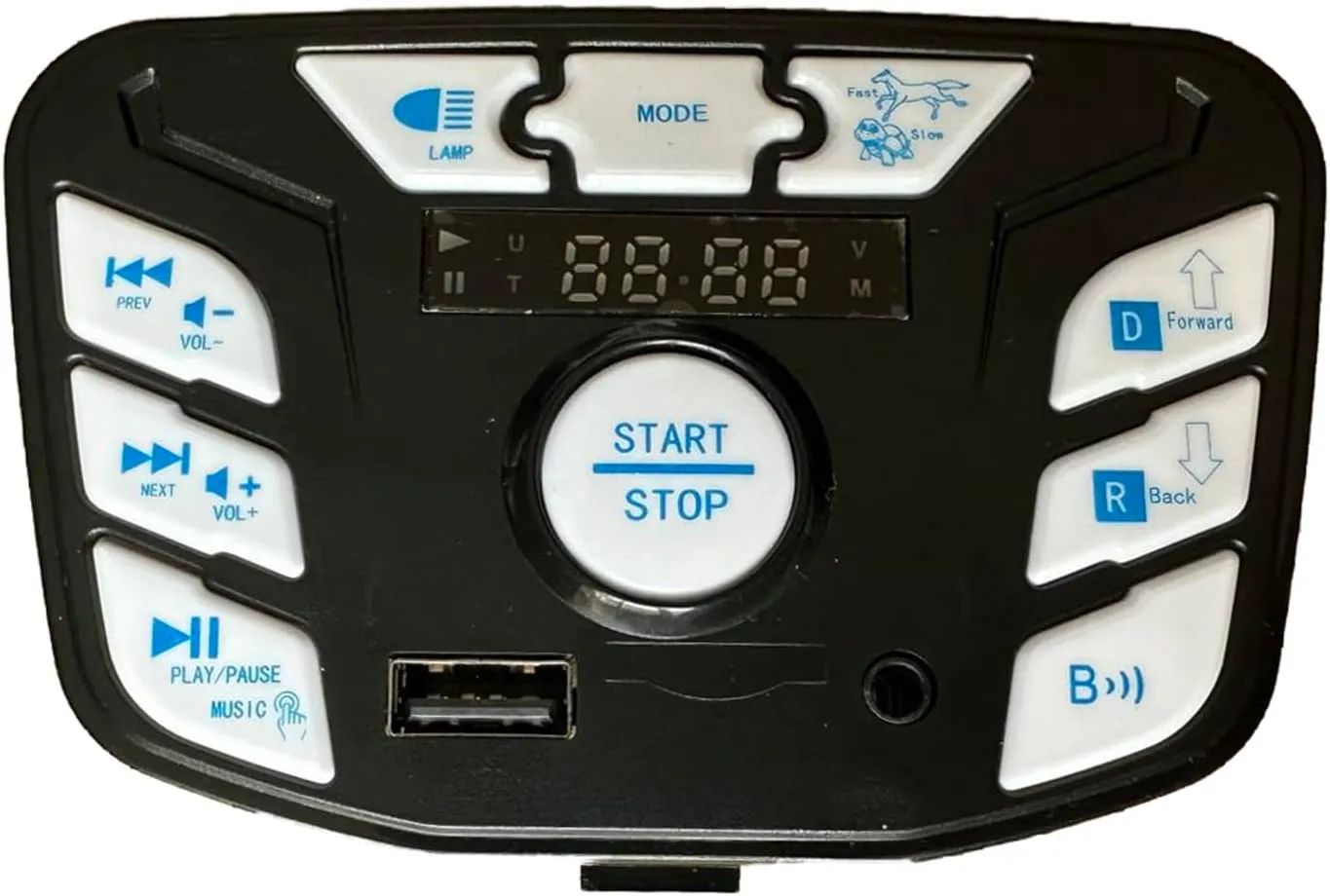 weelye JR1927M-Z Blue 24V (Bluetooth Button) Children's Electric Vehicle Power Supply Central Control Switch Multi Function Power Display Center Panel Electric Toy Car Replacement Parts