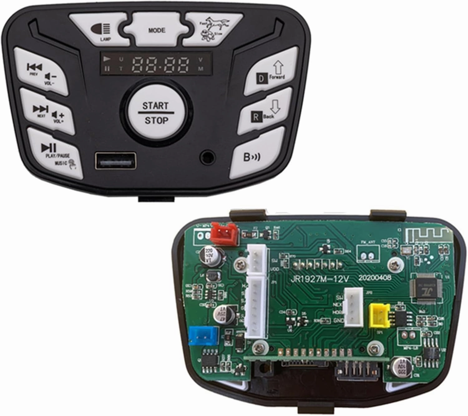 weelye JR1927M-12V Children's Electric Vehicle Power Supply Central Control Switch Multi-Function Bluetooth Connection Music Power Display Center Panel Electric Toy Car Replacement Parts