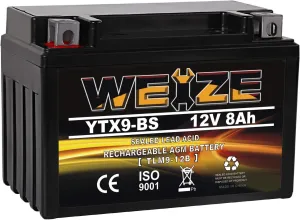 Weize YTX9-BS Maintenance Free Lead-Acid Battery For Motorcycle, ATV, Honda, Polaris, Suzuki