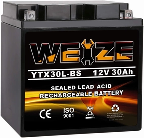 Weize YTX30L-BS Battery Replacement Yuasa YIX30L Motorcycle Battery - Factory Sealed - Maintenance Free - High Performance ETX30L BS For Harley Davidson Polaris Sportsman