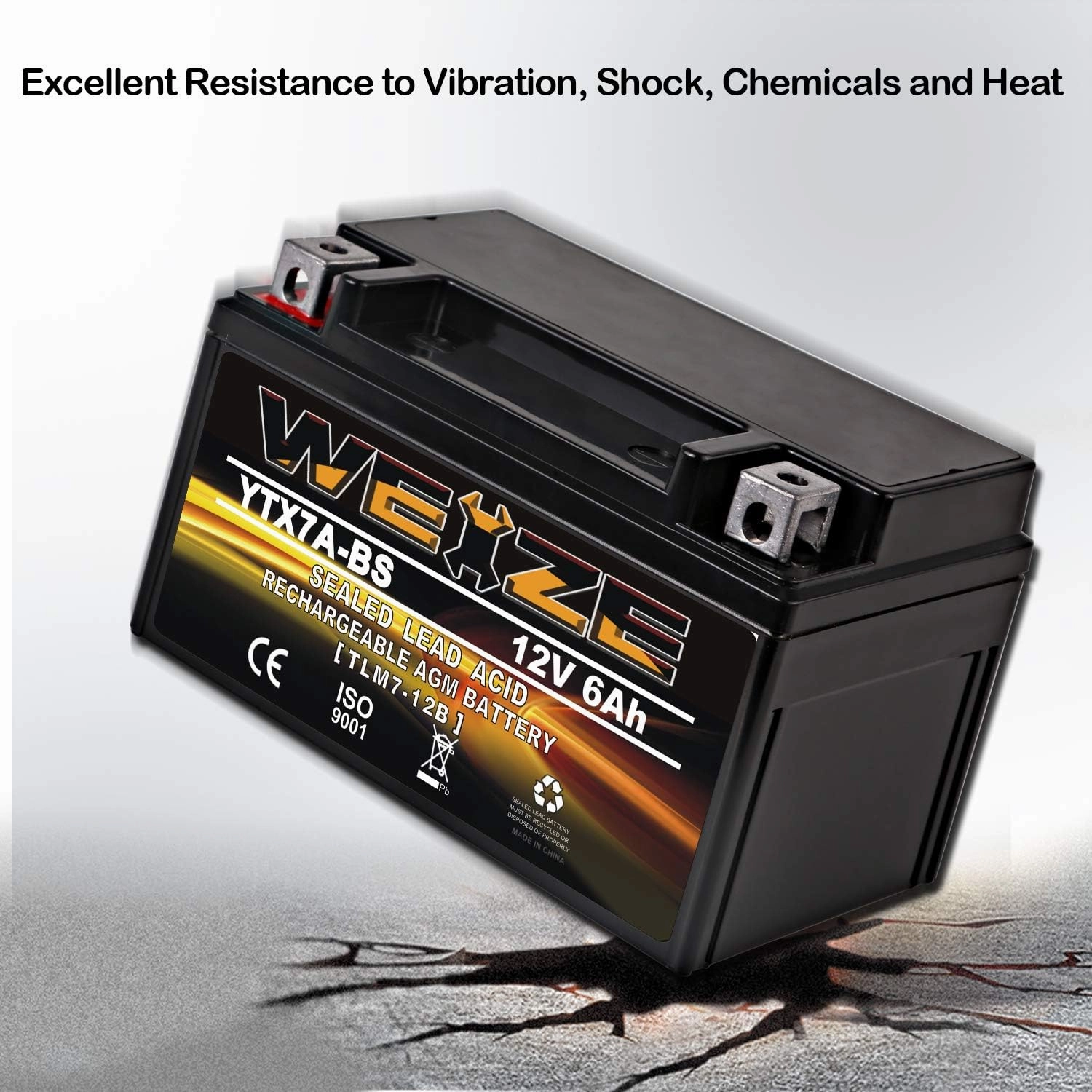Weize YTX7A-BS High Performance - Maintenance Free - Sealed AGM Motorcycle Battery Compatible with Gas Gy6 Scooter Moped 50CC 125CC