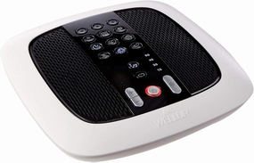 WELLUR - Stereo Sound White Noise and Natural Sound Sleep Machine with Relaxing Spa Music. Dual Build in Speakers & 3.5mm Headphone Jack, with Timer Option and USB 2.1A Port. Adapter Included (White)