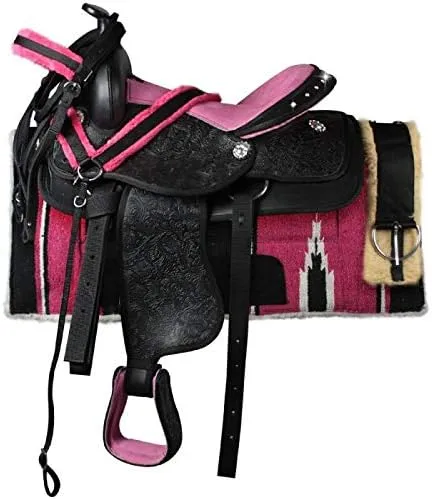 Western Barrel Racing Handmade Synthetic Cordura Horse Saddle Lightweight Trail Tack Equestrian Get Matching Headstall, Breastplate & REINS, Pad Size 10"-18" inches Seat Available, FRS23