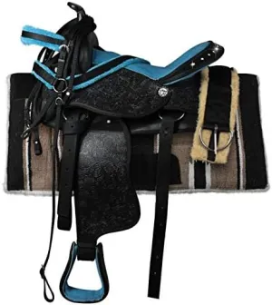 Western Barrel Racing Handmade Synthetic Cordura Horse Saddle Lightweight Trail Tack Equestrian Get Matching Headstall, Breastplate & REINS, Pad Size 10"-18" inches Seat Available, FRS26