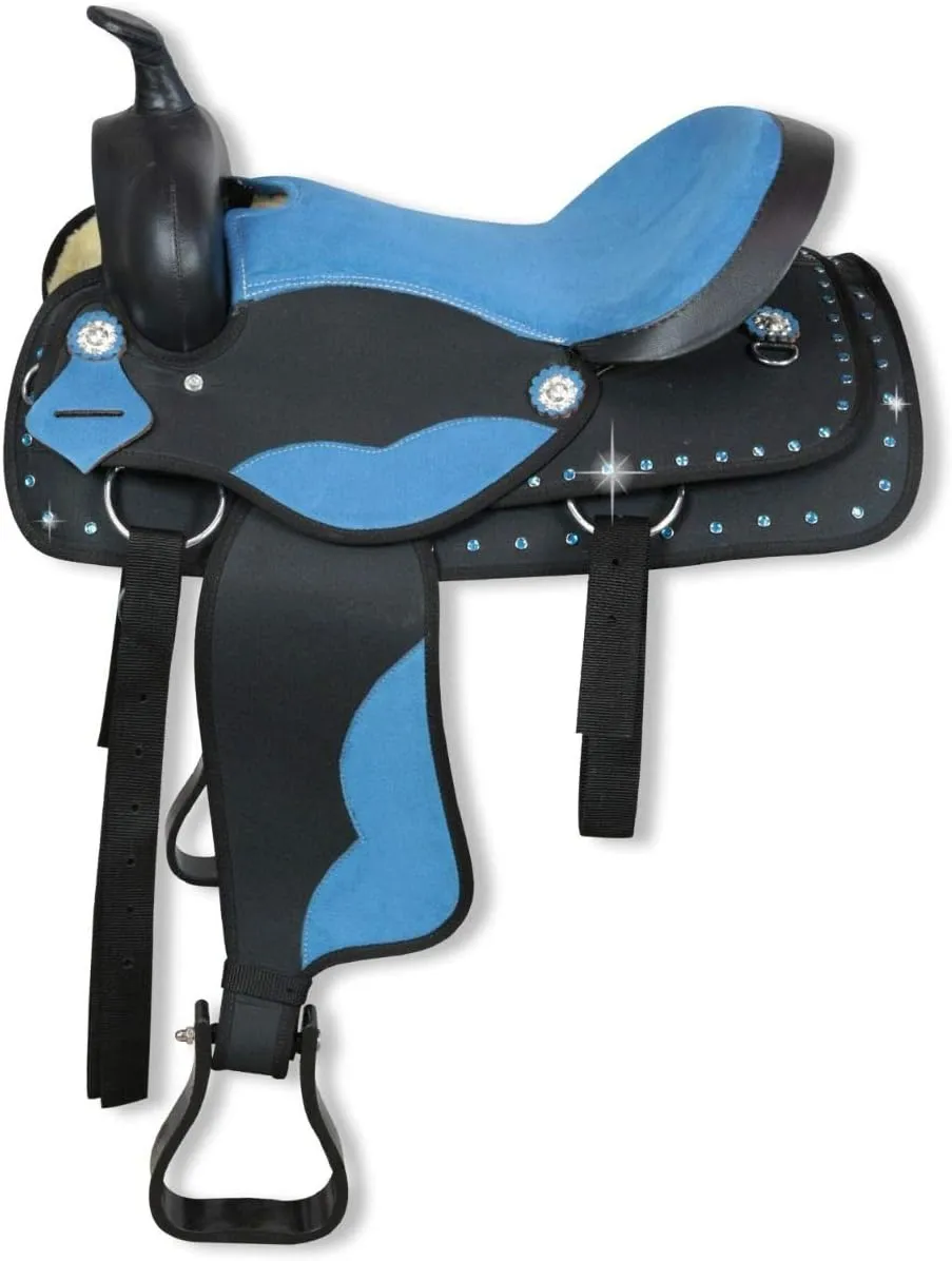 Western Barrel Racing Handmade Synthetic Cordura Horse Saddle Lightweight Trail Tack Equestrian Get Matching Headstall, Breastplate & REINS, Pad Size 10"-18" inches Seat Available, FRS28