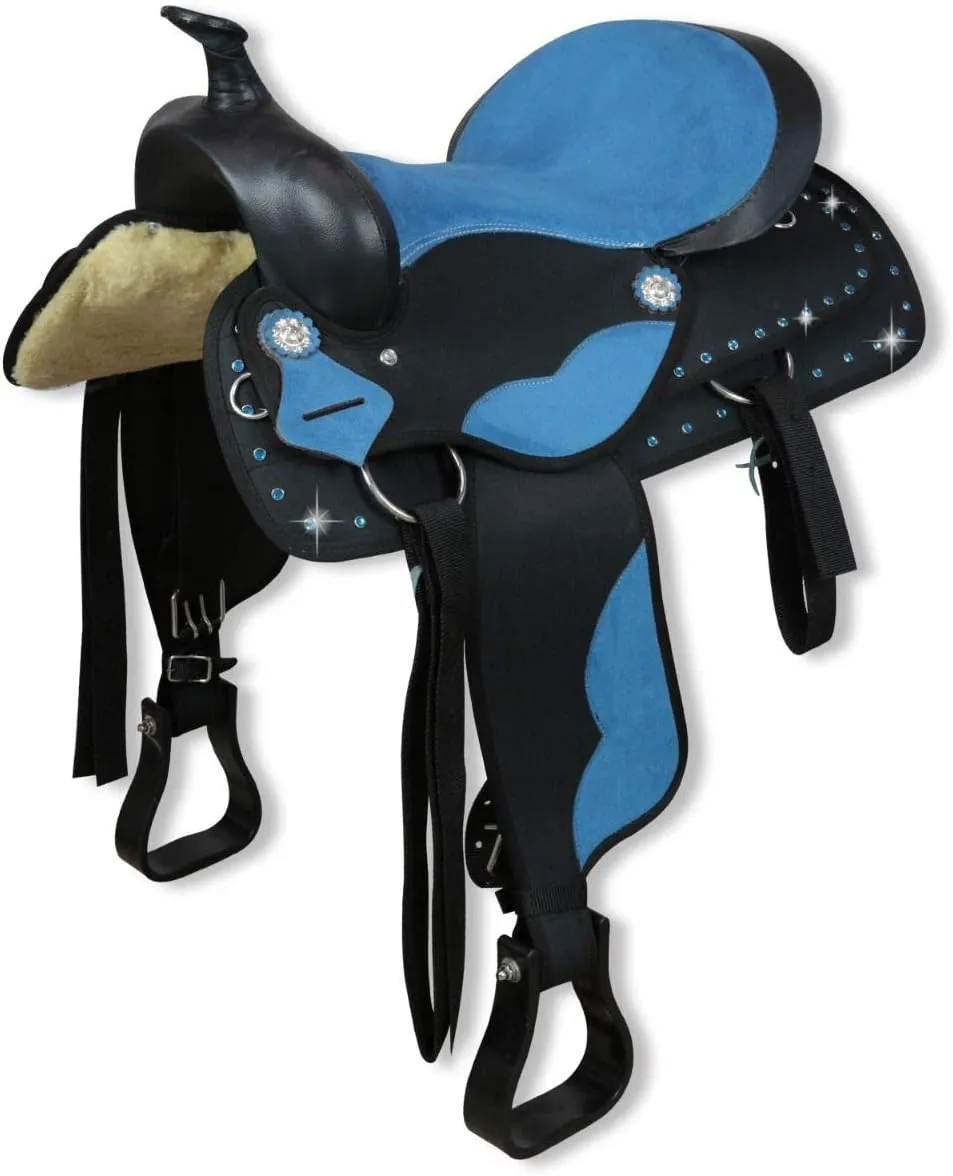 Western Barrel Racing Handmade Synthetic Cordura Horse Saddle Lightweight Trail Tack Equestrian Get Matching Headstall, Breastplate & REINS, Pad Size 10"-18" inches Seat Available, FRS28