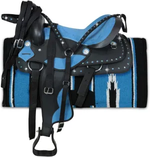 Western Barrel Racing Handmade Synthetic Cordura Horse Saddle Lightweight Trail Tack Equestrian Get Matching Headstall, Breastplate & REINS, Pad Size 10"-18" inches Seat Available, FRS28