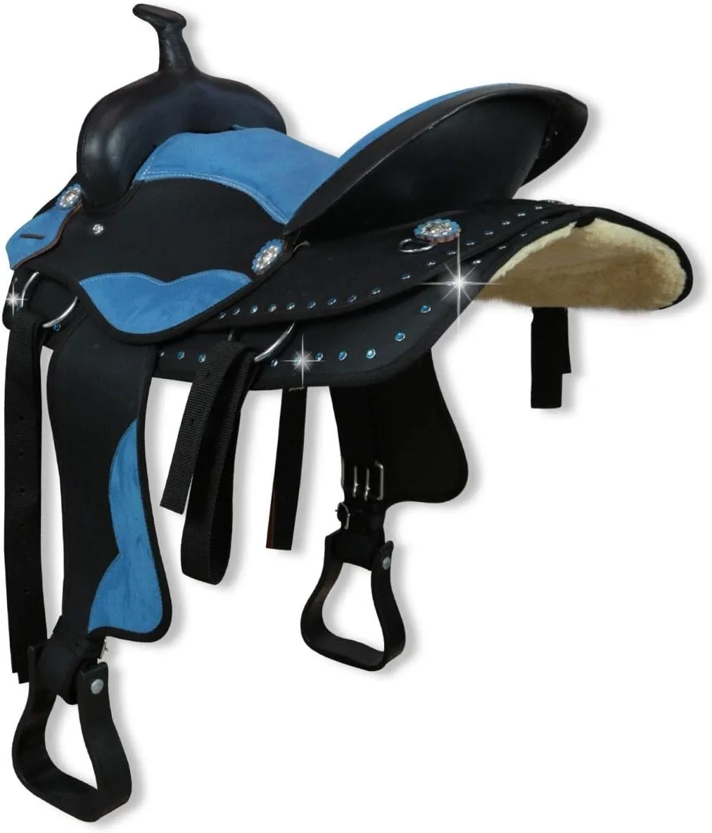 Western Barrel Racing Handmade Synthetic Cordura Horse Saddle Lightweight Trail Tack Equestrian Get Matching Headstall, Breastplate & REINS, Pad Size 10"-18" inches Seat Available, FRS28