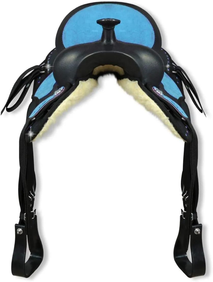 Western Barrel Racing Handmade Synthetic Cordura Horse Saddle Lightweight Trail Tack Equestrian Get Matching Headstall, Breastplate & REINS, Pad Size 10"-18" inches Seat Available, FRS28