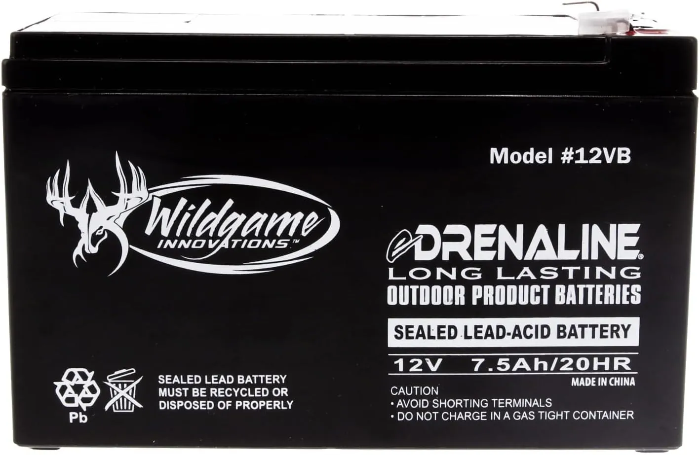 WILDGAME INNOVATIONS 12V Edrenaline Rechargeable Battery for Game Feeders Outdoor Long-Lasting Sealed Lead-Acid Tab Style Rechargeable Battery