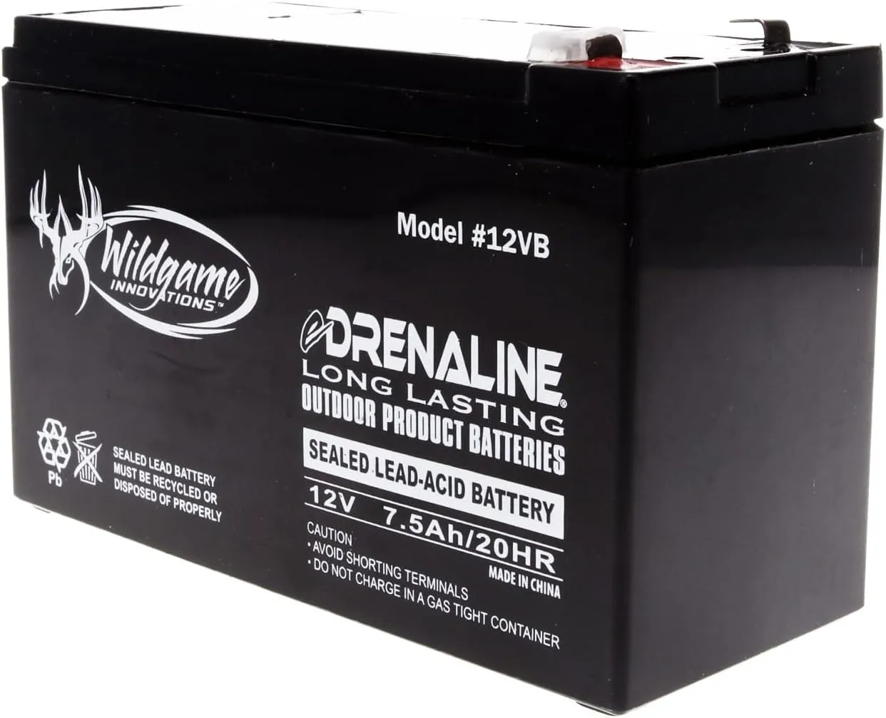 WILDGAME INNOVATIONS 12V Edrenaline Rechargeable Battery for Game Feeders Outdoor Long-Lasting Sealed Lead-Acid Tab Style Rechargeable Battery