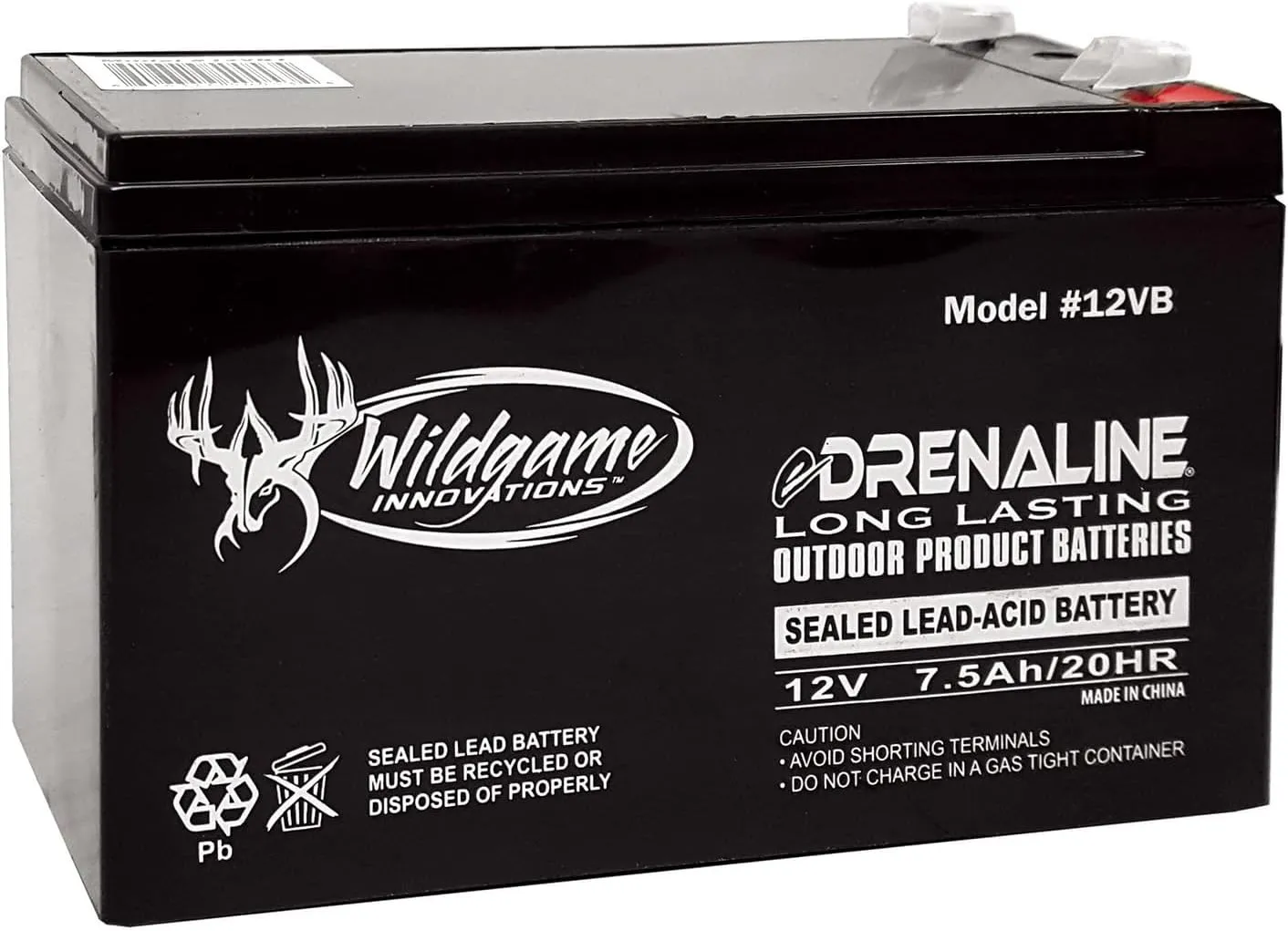 WILDGAME INNOVATIONS 12V Edrenaline Rechargeable Battery for Game Feeders Outdoor Long-Lasting Sealed Lead-Acid Tab Style Rechargeable Battery