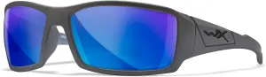 Wiley X WX Twisted Captivate Polarized Sunglasses, Safety Glasses for Men and Women, UV Eye Protection for Shooting, Fishing, Biking, and Extreme Sports, Matte Grey Frames, Blue Tinted Lenses
