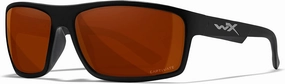 Wiley X Peak Captivate Polarized Sunglasses, Safety Glasses for Men and Women, UV Eye Protection for Shooting, Fishing, Biking, and Extreme Sports, Black Frames, Copper Tinted Lenses