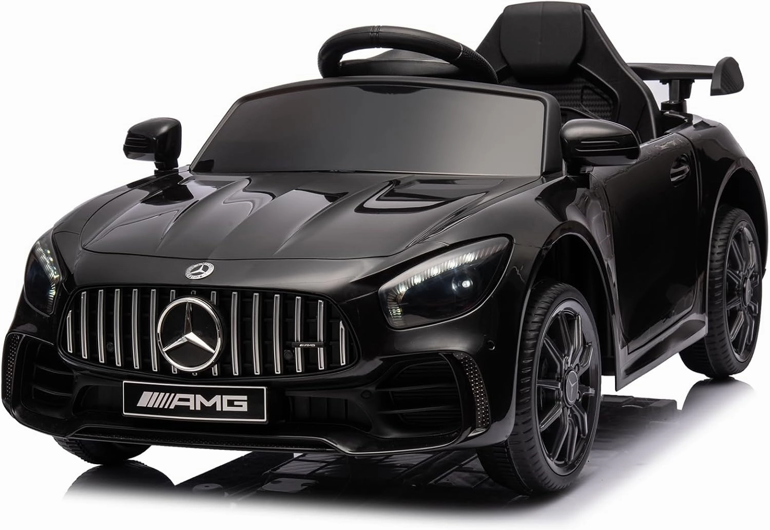Winado 12V Ride on Car, Licensed Mercedes Benz AMG GTR Battery Powered Electric Vehicle, w/Parent Remote, Wider Seat, LED Lights, Openable Doors, MP3 Player, Smooth Start, 3 Speeds - Black