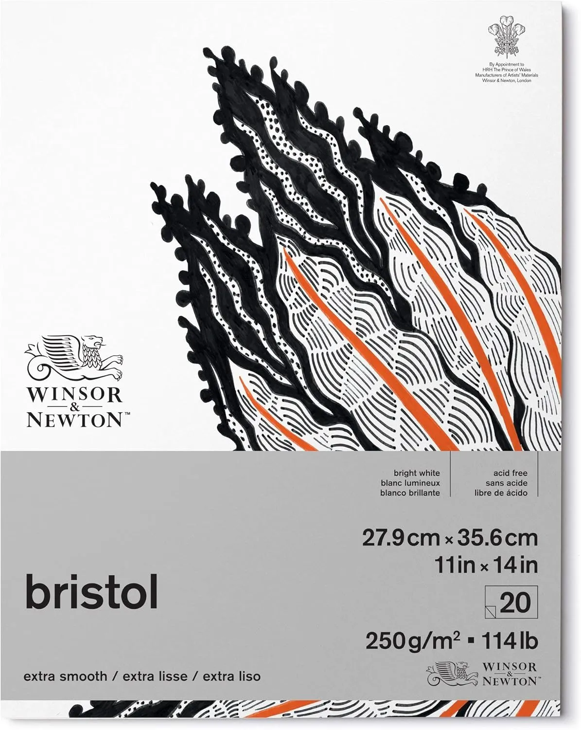 Winsor & Newton, Bristol Paper Pad 250 gsm, 11x14", 20 Sheets
