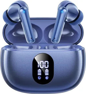 Wireless Earbuds, 2025 Ear Buds with Big Bass Stereo Sound, Lightweight Bluetooth Earbuds with 48 Hours Playtime, in-Ear Fit Earphones, IPX7, Hands-Free Calls with AI for iPhone, Android, Pad