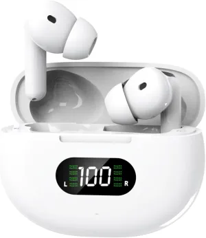 Wireless Earbuds, Bluetooth Earphones with 45H Playback, LED Power Display, Waterproof, Advanced Noise Cancelling, Low Latency Fast Charge