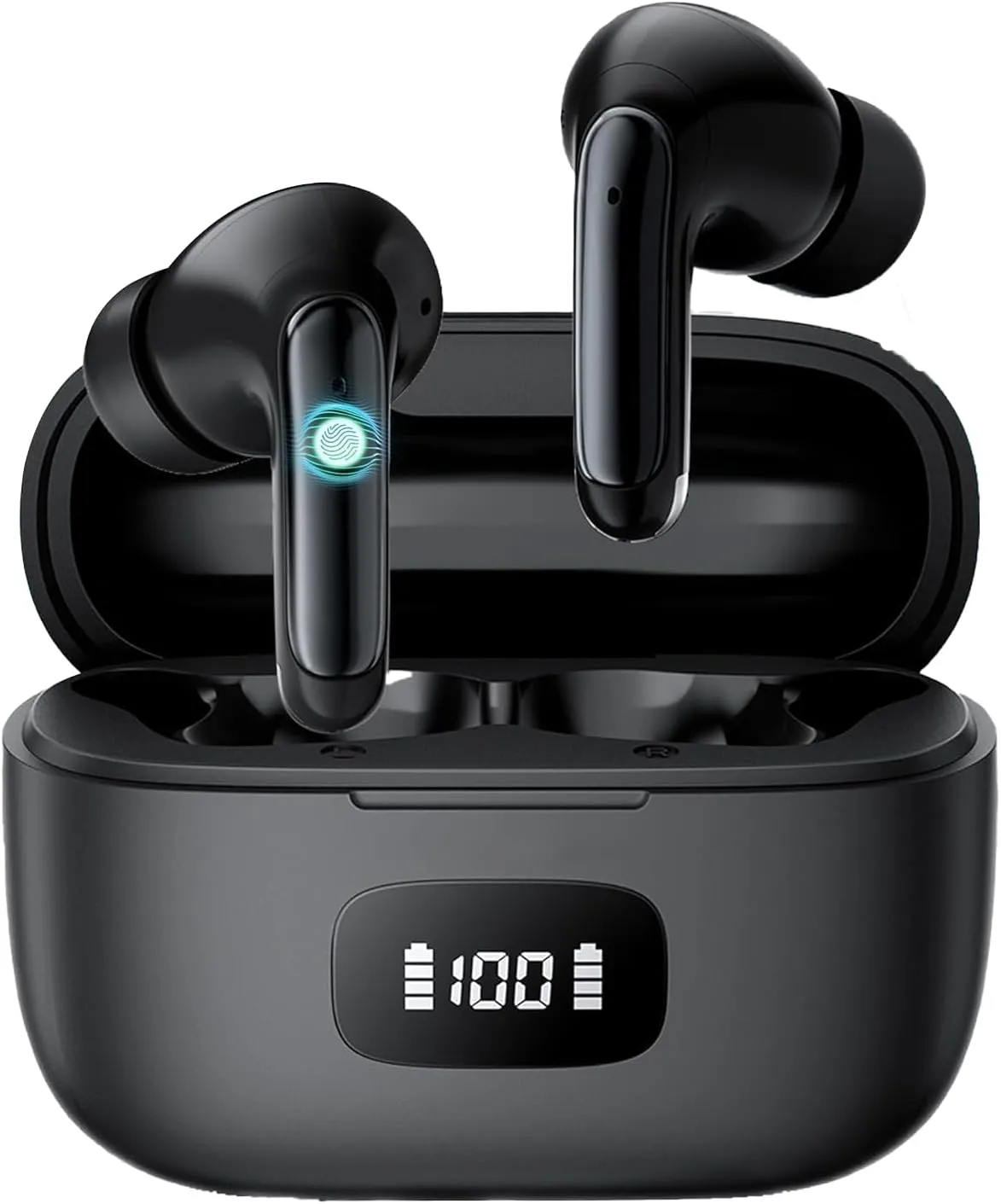 Wireless Noise Canceling Earbuds in Ear Headphones Wireless Bluetooth 5.3, Ear Buds Built-in Mic Sports Earbuds IPX7 Waterproof & 56H Playtime LED Power Display for Android/iOS Phone
