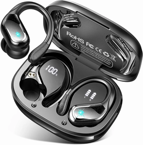 Wireless Earbud, 75Hrs Bluetooth 5.4 Headphones IP7 Waterproof for Sport, Running Wireless Earphones with ENC Noise Cancelling Mics, Deep Bass Over Ear bud with Earhooks for Android, iOS, Workout, Gym
