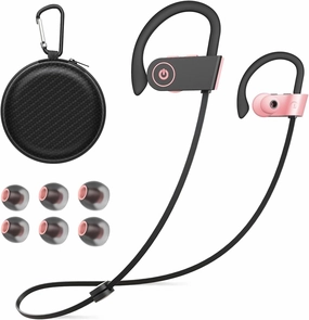 Wireless Earbuds, IPX7 Waterproof Sports Headphones with Mic, Stereo in-Ear Earphones, 16H Playtime, Sound Isolation for Running, Workout - Pink