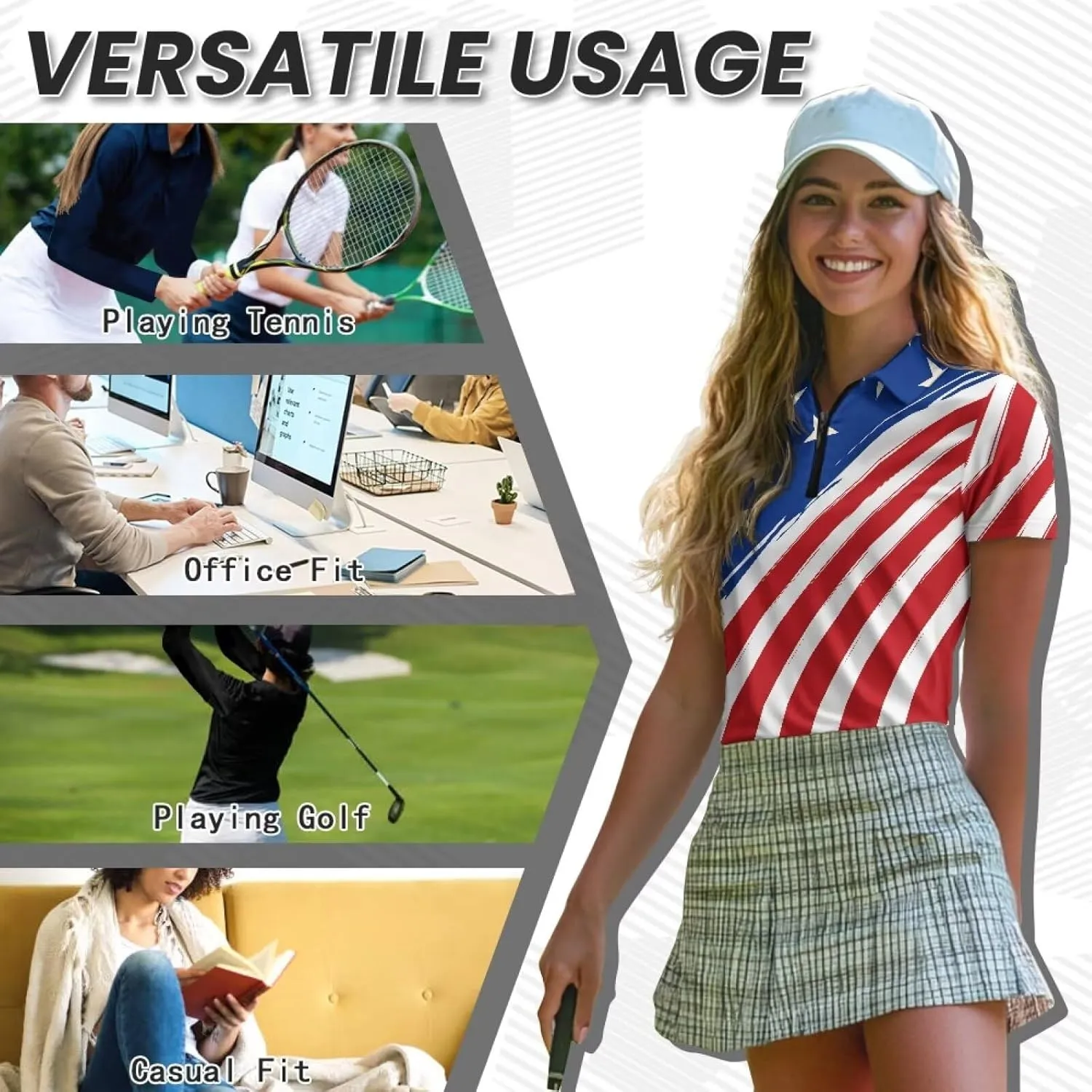 Women's Golf Polo Shirts Short Sleeve Collared Tennis Shirt UPF 50  Workout Athletic Tops Lightweight Quick Dry