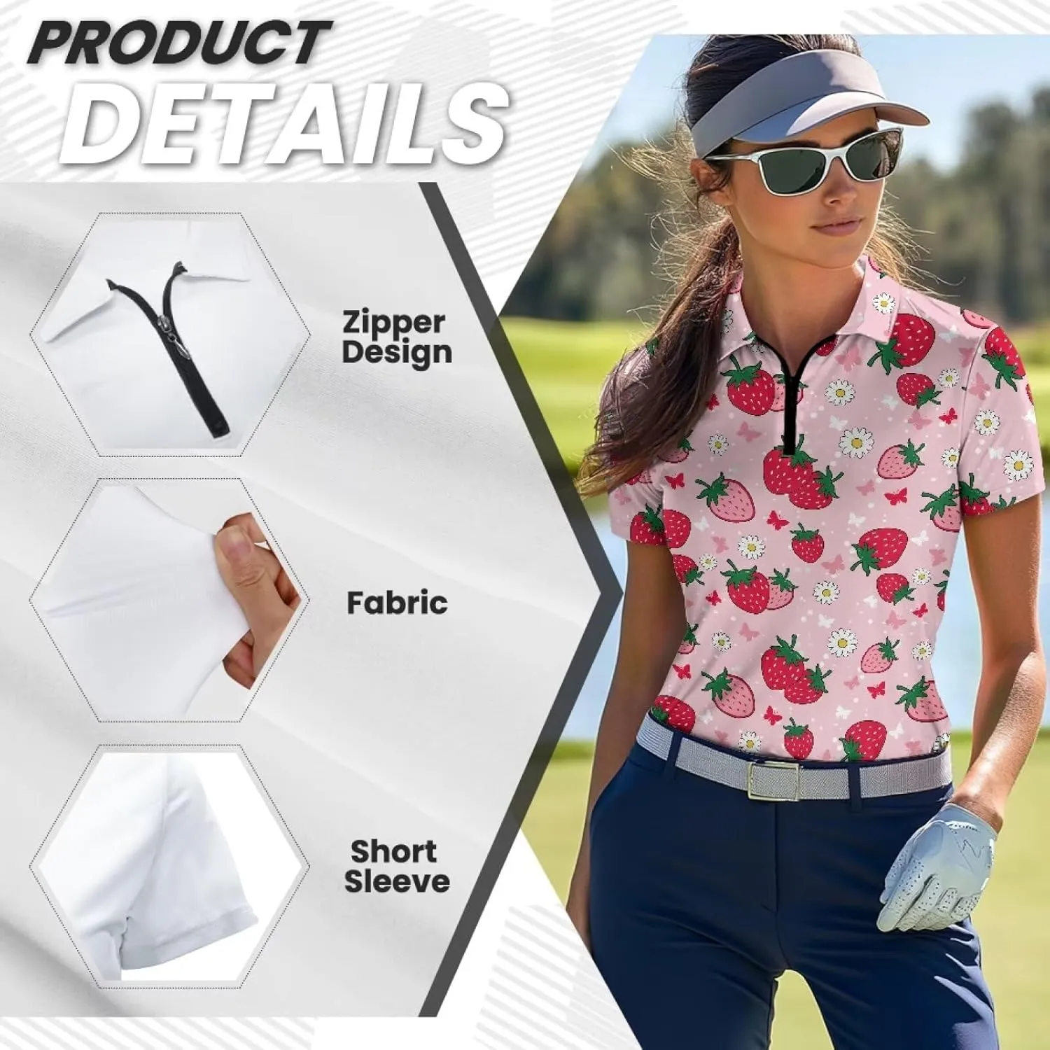 Women's Golf Polo Shirts Short Sleeve Collared Tennis Shirt UPF 50  Workout Athletic Tops Lightweight Quick Dry
