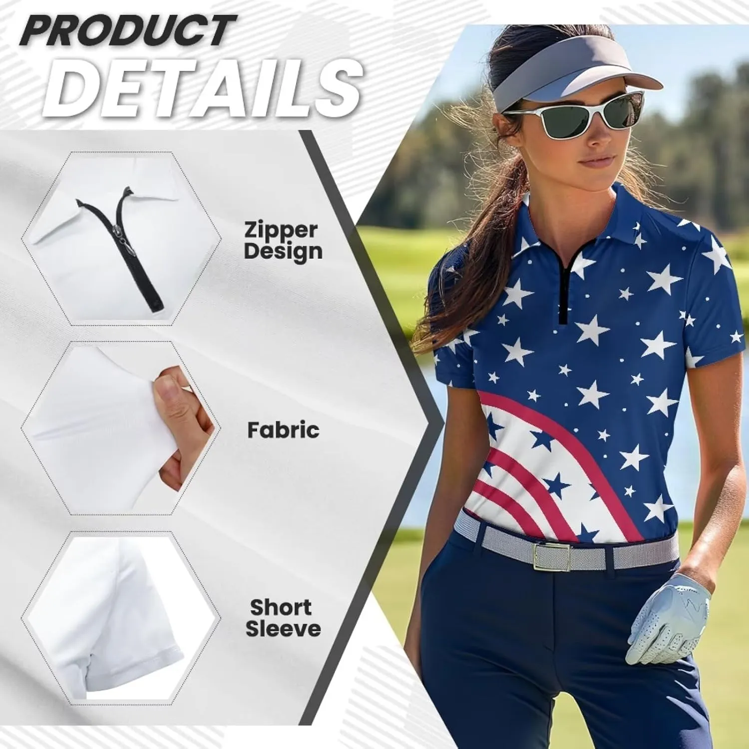 Women's Golf Polo Shirts Short Sleeve Collared Tennis Shirt UPF 50  Workout Athletic Tops Lightweight Quick Dry