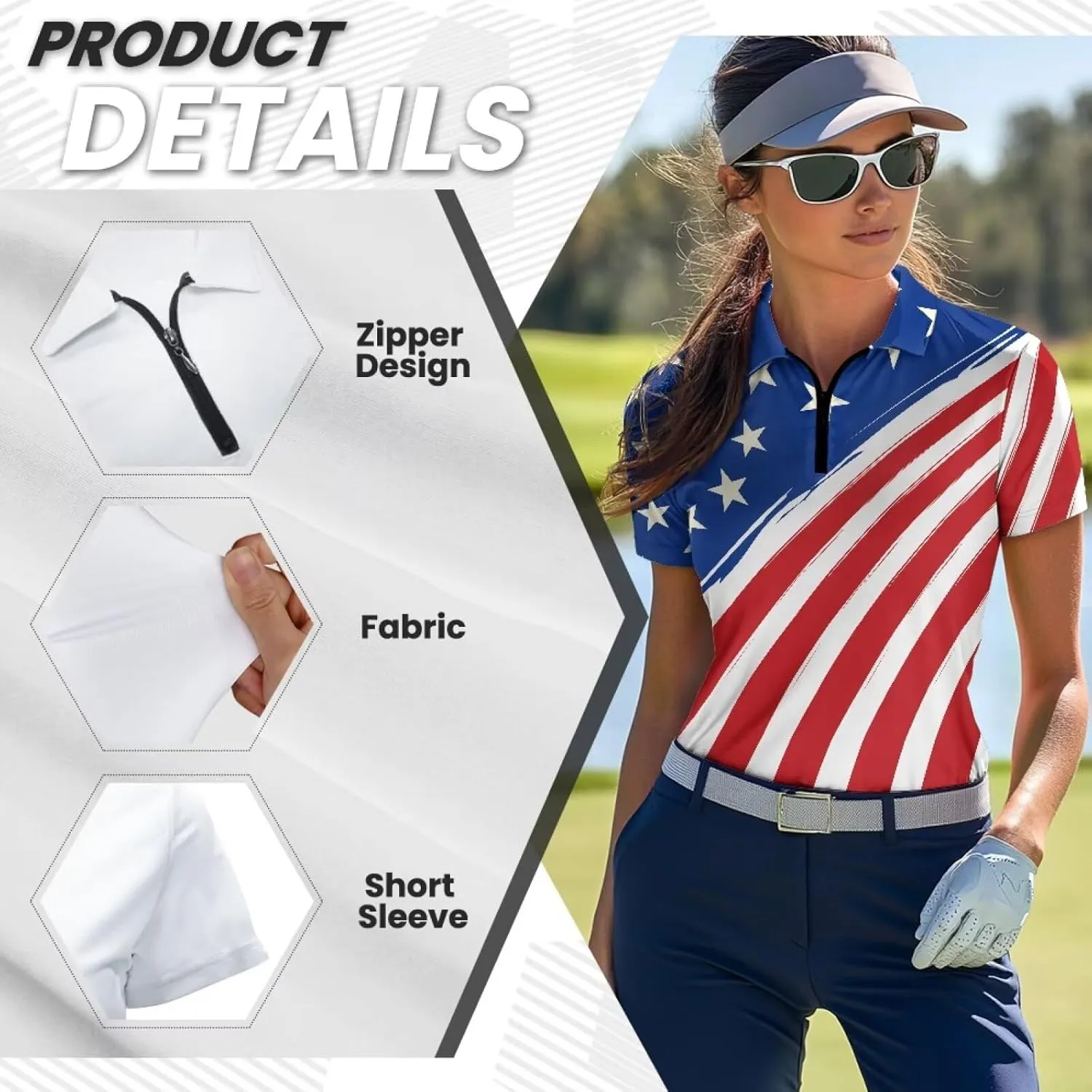 Women's Golf Polo Shirts Short Sleeve Collared Tennis Shirt UPF 50  Workout Athletic Tops Lightweight Quick Dry