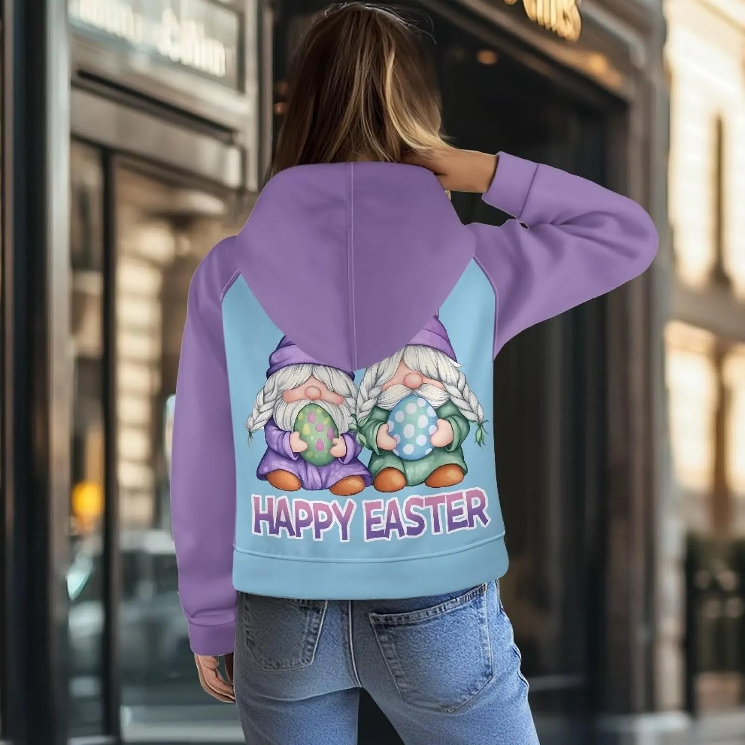 Women's Hoodie, Women's Printed Hoodie, Half Zip Closure, Kangaroo Pocket, S - 2XL.