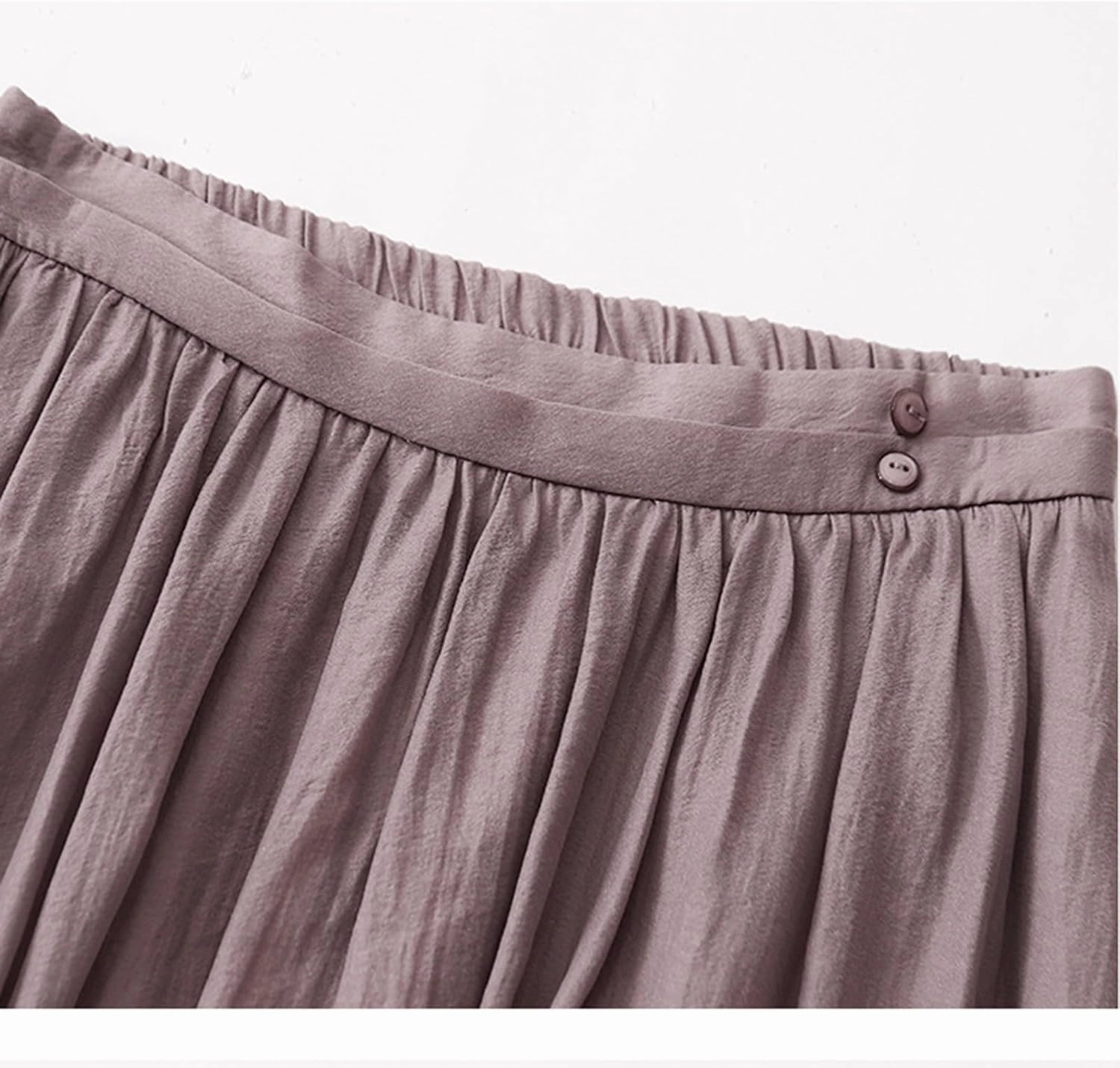 Womens Cotton Linen Skirts Summer Casual Elegant Double Layer Elastic High Waist Flowy Swing A Line Long Maxi Skirt