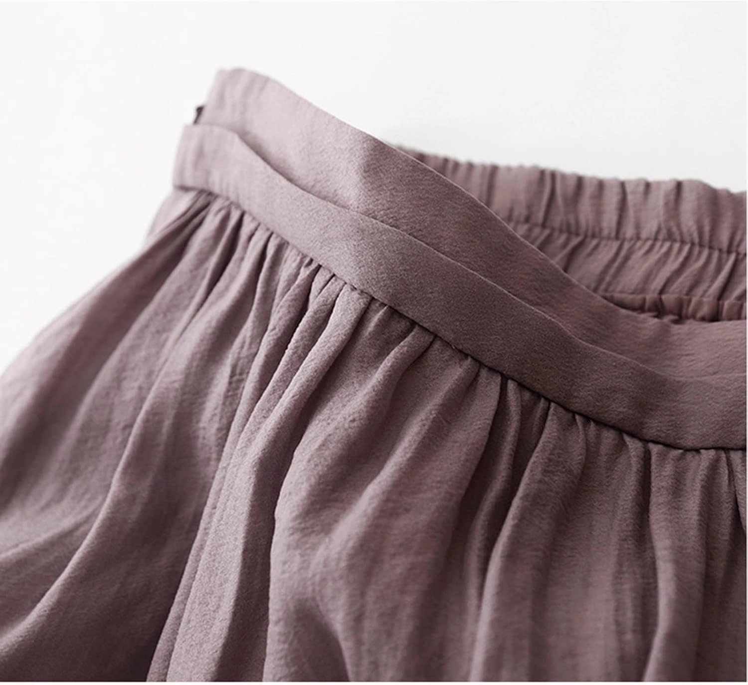 Womens Cotton Linen Skirts Summer Casual Elegant Double Layer Elastic High Waist Flowy Swing A Line Long Maxi Skirt