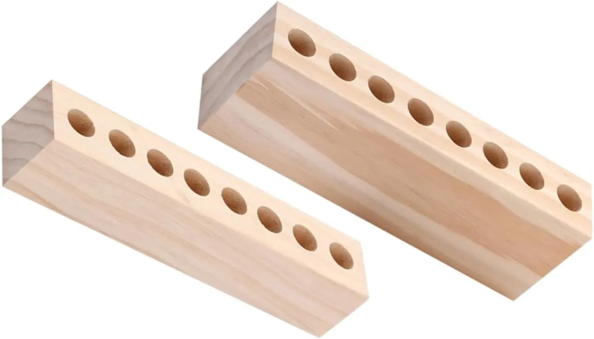 Wood Lipstick Holder Set 2pcs Lipstick Display Stand Makeup Brush Storage Rack Lip Gloss Organizer