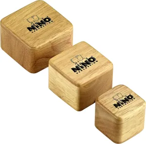 Wood Shakers in Square Shape, Set of 3-NOT Made in China-Natural, for Classroom Music, 2-Year Warranty (NINO507)