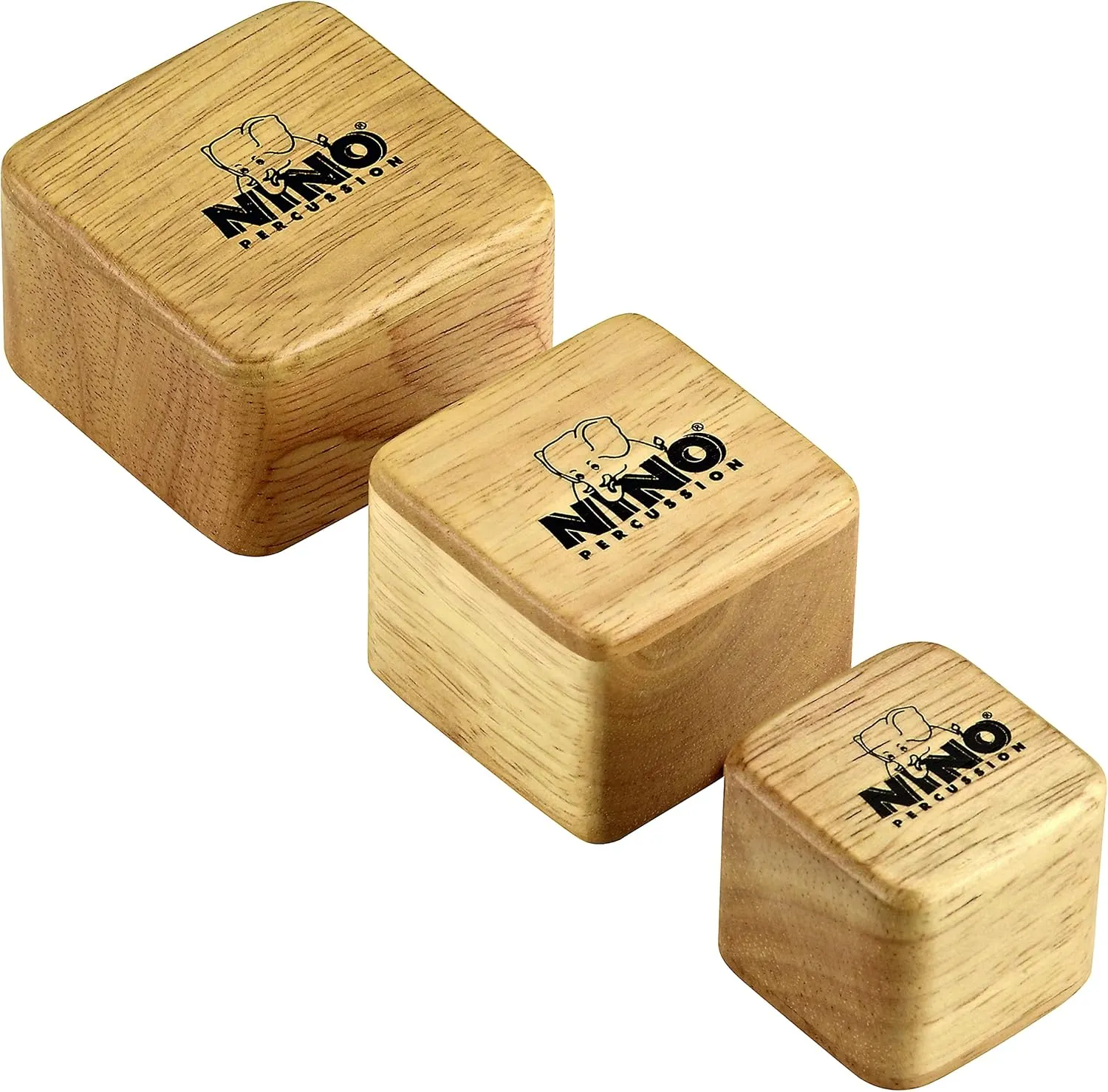 Wood Shakers in Square Shape, Set of 3-NOT Made in China-Natural, for Classroom Music, 2-Year Warranty (NINO507)
