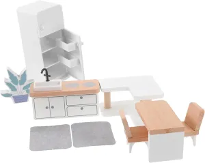 Wooden Miniature Furniture Mini Kitchen Set Dollhouse Accessories Set Realistic Mini House Decor